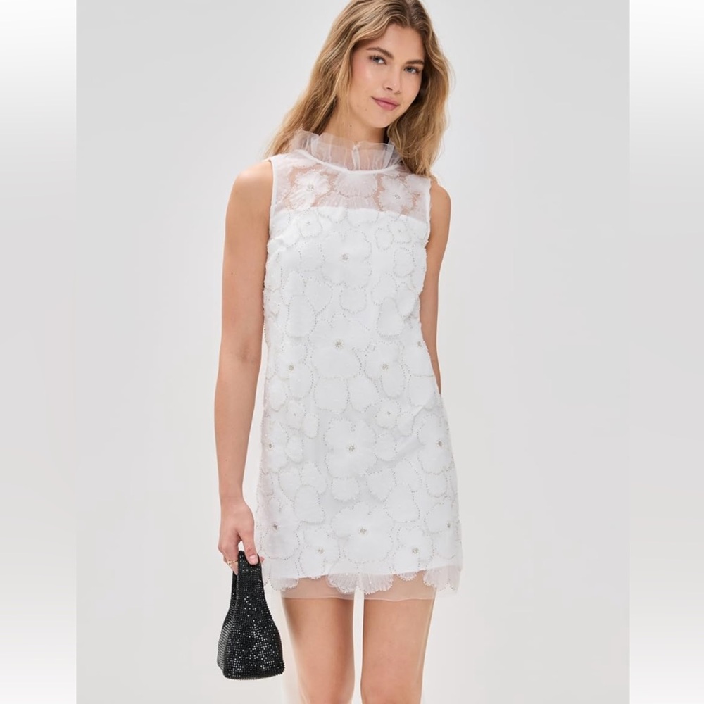 [NEW] Self-portrait mini white tulle satin bow dress